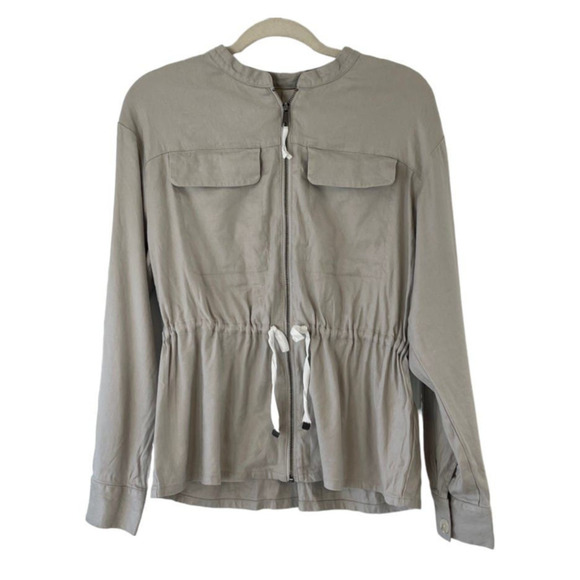 Anthropologie Maeve Aviator Jacket with Cinched Waist, Color Beige, Size Medium - Picture 2 of 14